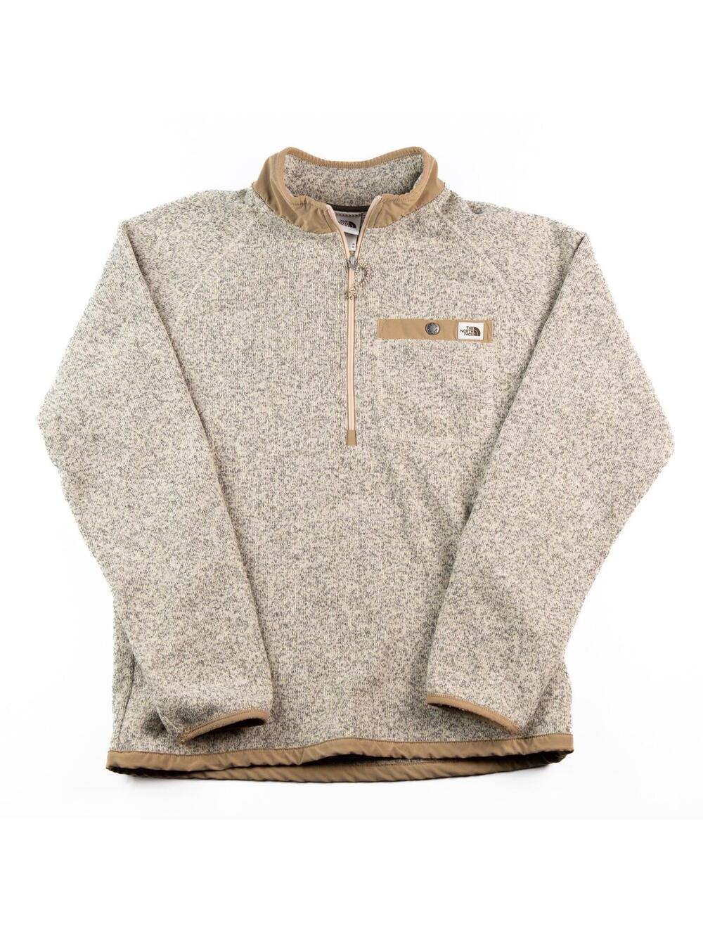 The North Face Sweater Fleece Pullover Mens M Beige 1/4 Zip Outdoor